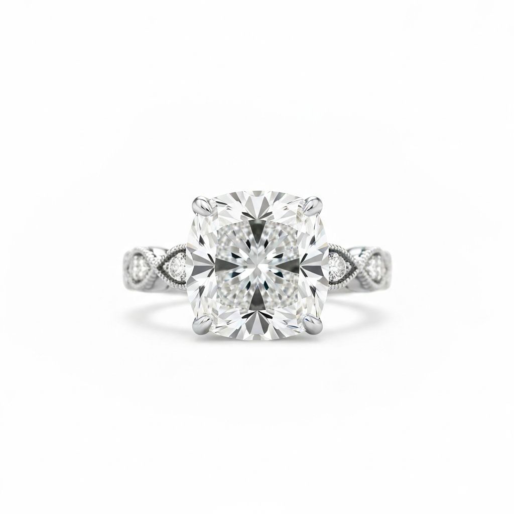Cushion diamond shape engagement ring