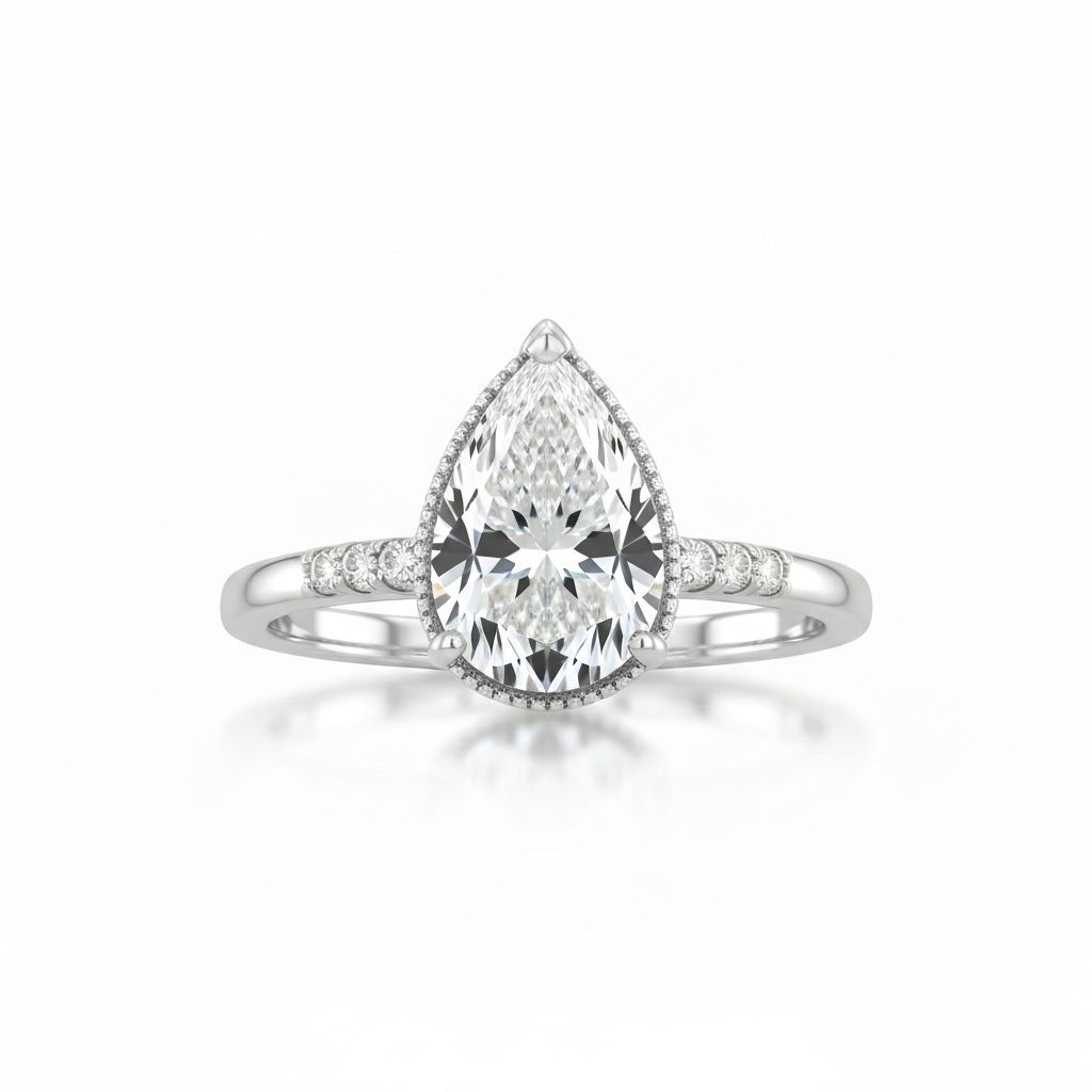 Pear diamond shape engagement ring