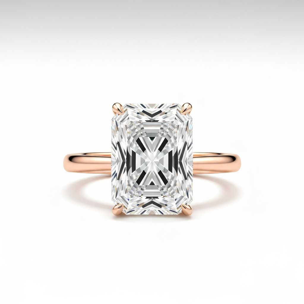 Radiant diamond shape engagement ring